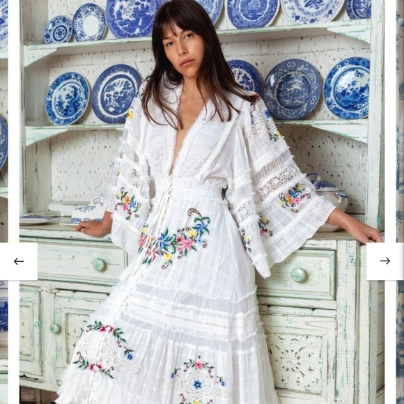 Fillyboo Dresses & Skirts - 🌻🌼Charm Your Way - Embroidered maxi dress/duster - Rosey Tea in Ivory - NWT